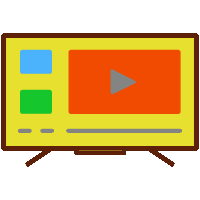 Icono animado de una televisión en la que carga diferentes apps minimalistas