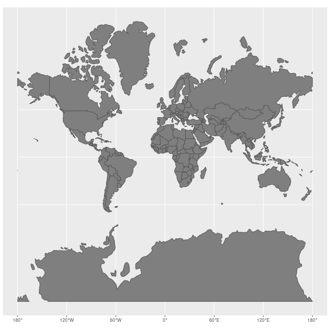 Gif animado que compara los tamaños de todos los países del mundo según el sistema de proyección.