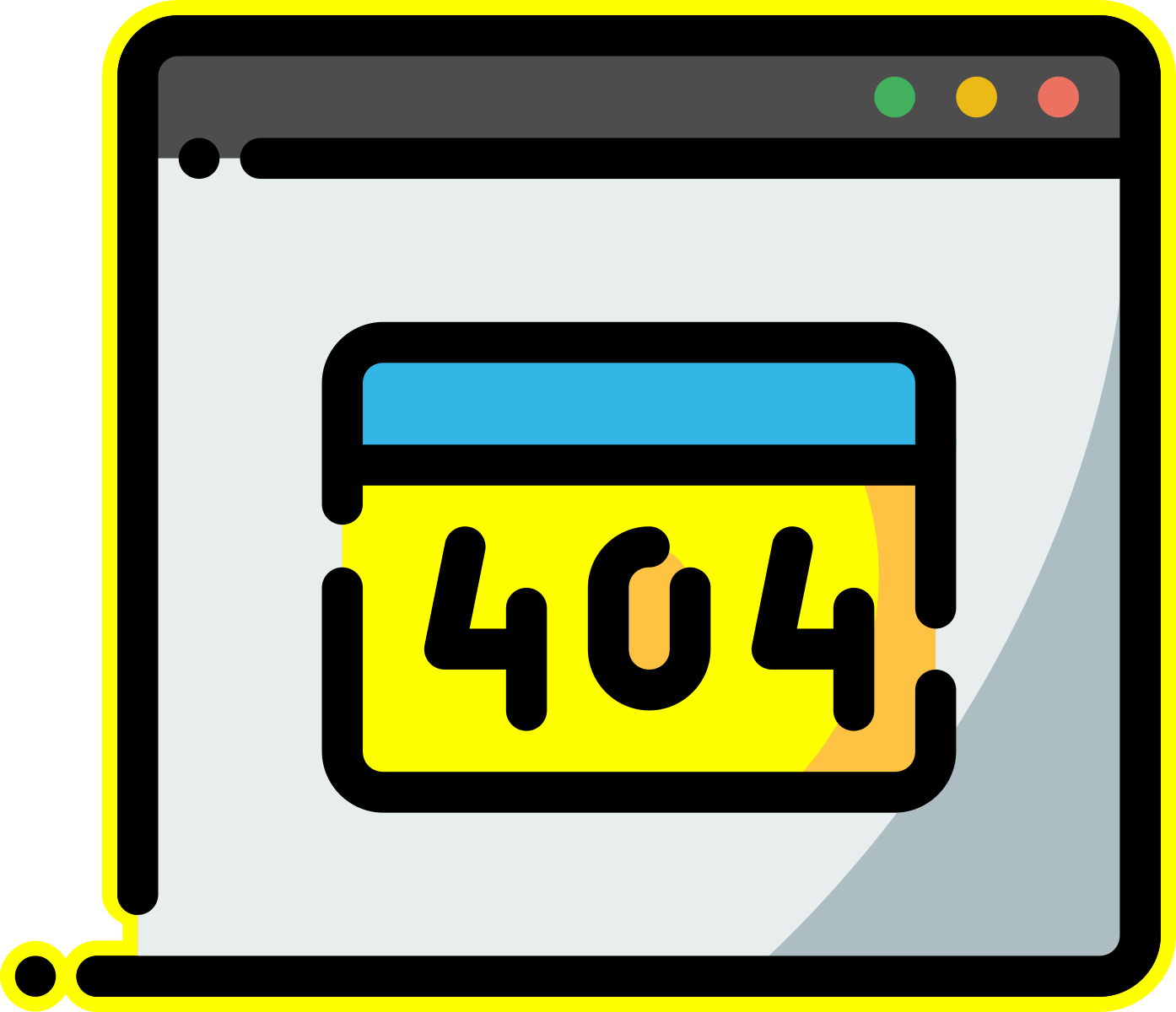 Icono en el que se puede ver un cuadro de diálogo con el 404 (error de archivo no encontrado)